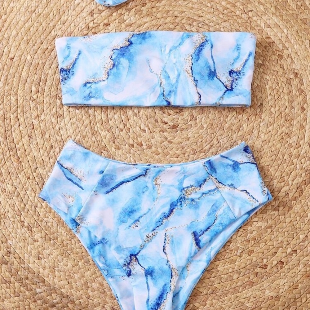 Shein blue white marble large + scrunchie!